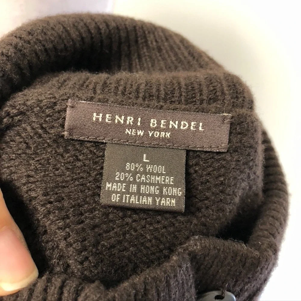 Henri‎ Bendel Wool Cashmere Cardigan Sweater Jumper Womens Large Brown Old Money